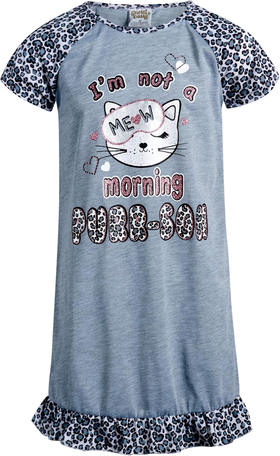 Sweet & Sassy Pajamas - 2-Piece Short Sleeve Night Gown with Eye Mask Sleepwear Set (Little Girl/Big Girl): Clothing