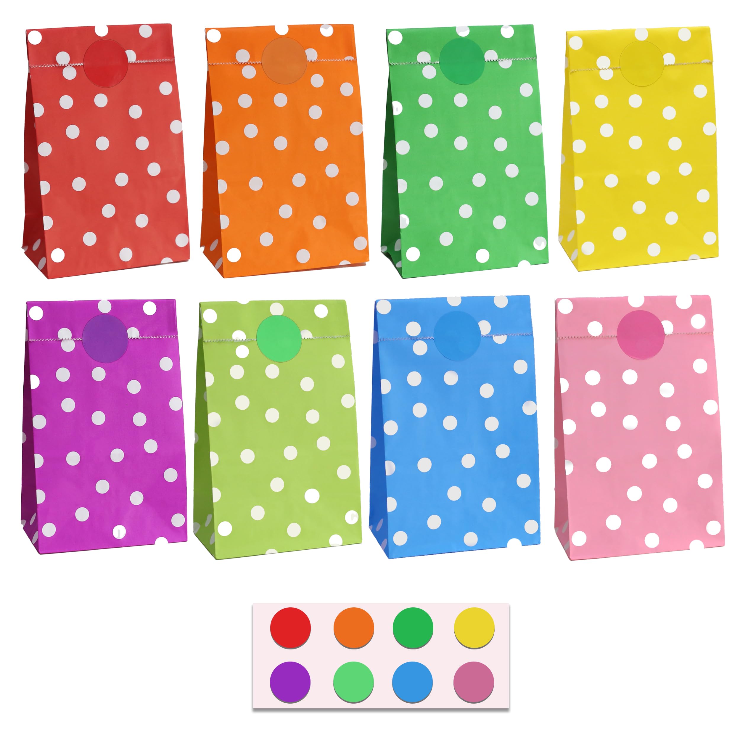 4 YOU N YOURS Party Bags - 40 Pieces With Stickers, Small Paper Gift Bags in 8 Assorted Colors for Kids Birthday