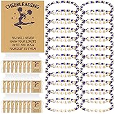 72 Pcs Cheerleader Gifts Cheer Bracelets with Inspirational Cards Stackable Charm Friendship Bracelet Preppy Bead Bracelets Bulk Cheer Gifts for Team Women Jewelry Accessories Cheerleading Camp Gift