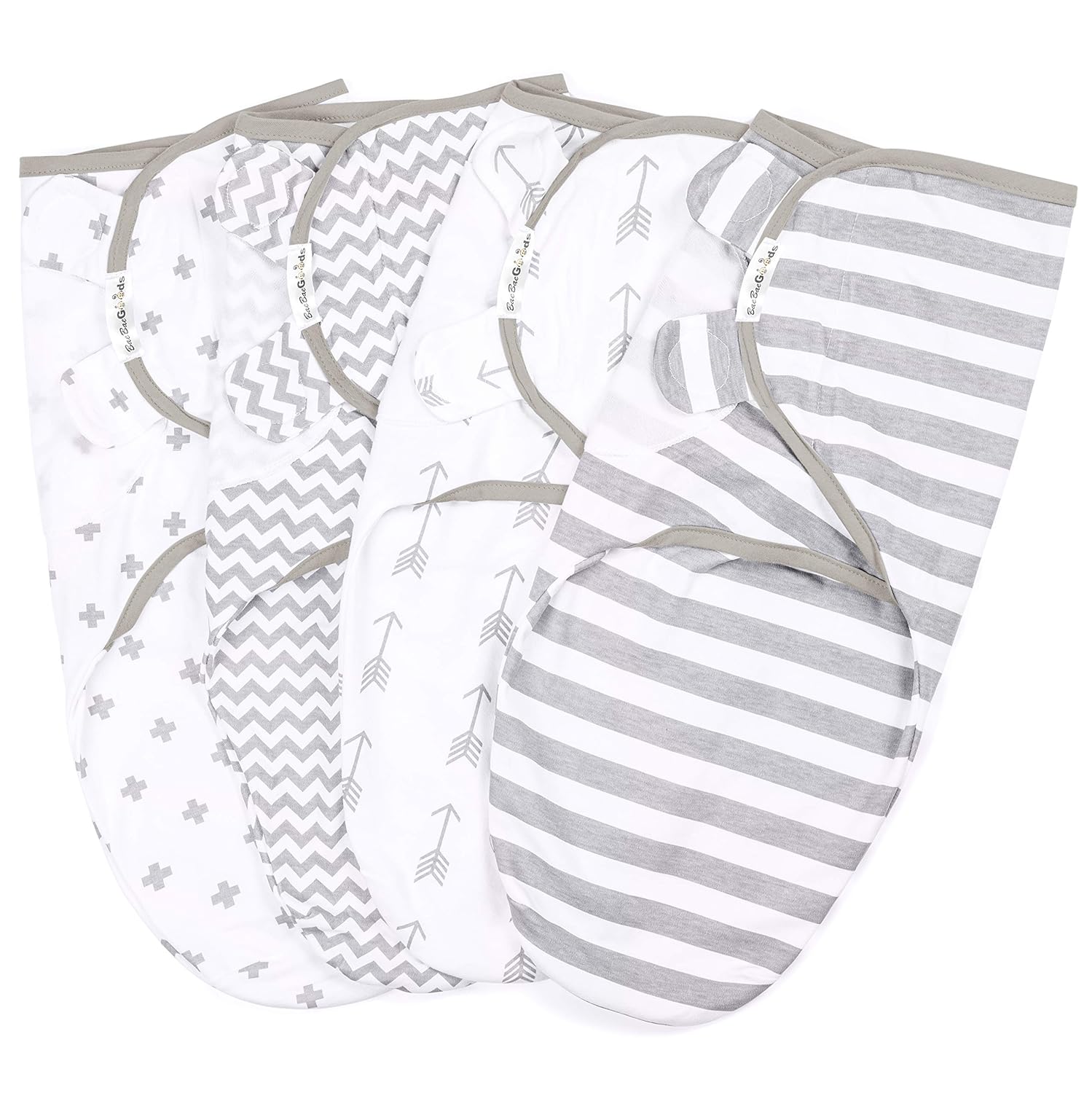 BaeBae Goods Swaddle Blanket, Adjustable Infant Baby Wrap Set of 4, Baby Swaddling Wrap Blankets Made in Soft Cotton