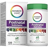 Rainbow Light Postnatal Multivitamin for Women | 120 Capsules | Supports Mom’s Health & Baby’s Development Plus Immune Health with Vitamin C and Zinc | Superfoods Blend & Probiotics