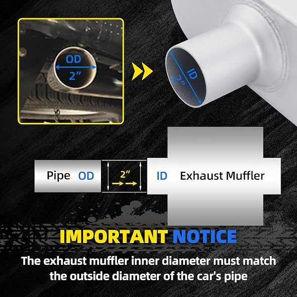 PICLAFE UNIVERSAL MUFFLERS SINGLE CHAMBER 3″ INLET 3″ OUTLET 17.3″ OVERALL LENGTH, ALUMINIZED STEEL PERFORMANCE MUFFLER FOR CARS, TRUCKS