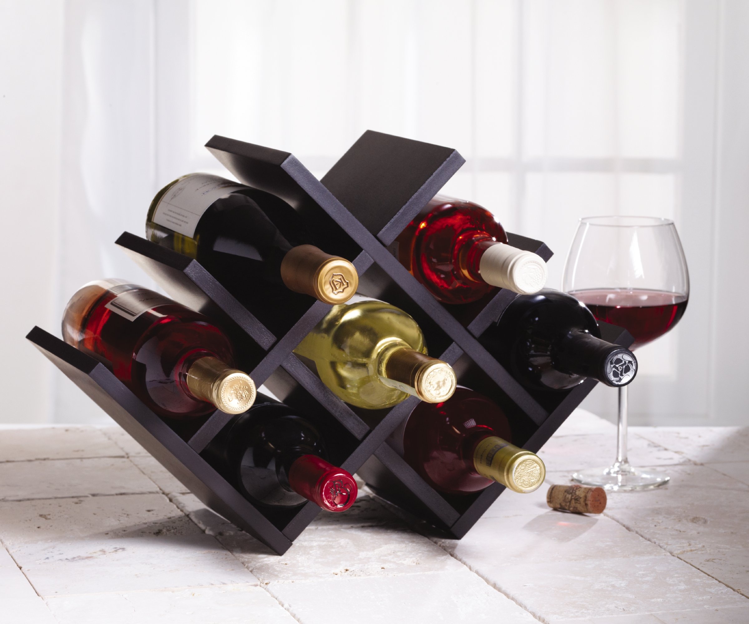 Kamenstein Butterfly Countertop FreeStanding Wooden Wine Rack, Dark