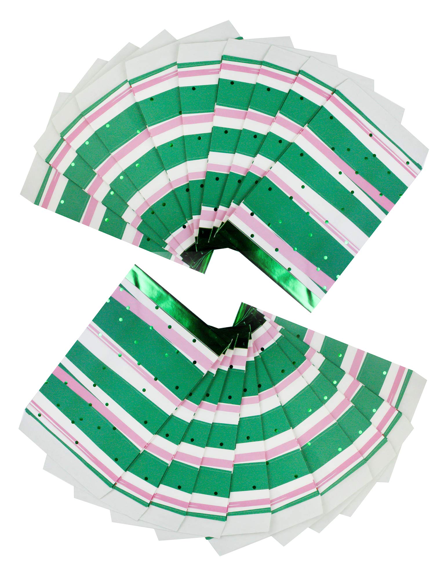 Emartbuy Pack of 20 Dots and Stripes Christmas Party Bags Gift Paper Bags Grocery Bags Lunch Flat Bottom Paper Bags - Green Gold