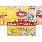 Streit's Lightly Salted Matzo, Non-GMO, Vegan, Nut Free, Kosher (3-Pack) | America's #1 Matzah, Thin &amp; Crispy Crackers, Low Fat, Family Owned, Pair with Soups, Spreads &amp; Salads