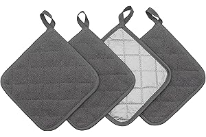 GQZLUCK Cotton Pot Holders Cotton Made Machine Washable Heat Resistant Everyday Kitchen Basic Terry Pot Holder, Hot Pads, Trivet for Cooking and Baking Set of 4 (Grey)