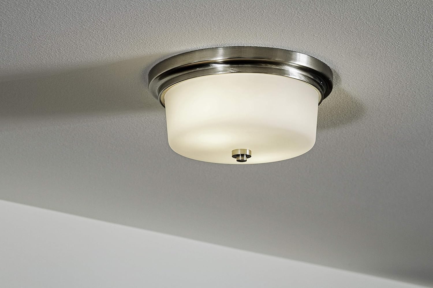 Design House 556654 Aubrey Transitional Indoor Light Dimmable Frosted Glass, 2-Light Ceiling Light, Satin Nickel - - 