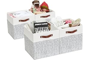 DECOMOMO Fabric Cube Storage Bin - Storage Baskets for Shelves, Kallax (Chevron Grey, 13 inch Cube) - 4 Pack