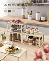 SONGMICS Spice Rack Set of 2 Expandable Shelf Organisers KCS020L01 Beige Cream view 3