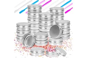 MotBach 24 Pack 0.5oz Tin Jars, 15ml Metal Tin cans, 1/2 Ounce Aluminum tin can jar Containers with Lid for Lotion Bars, Beard Balm, Spices, Salve, Balms, Toiletries, Creams, Samples, Makeup Cosmetic