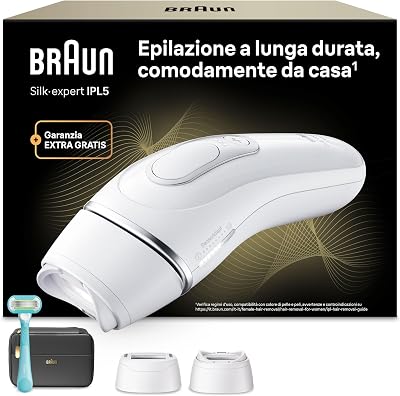 Silk·Expert Pro 5 Epilatore Luce Pulsata, 2 Testine, PL5234 Bianco
