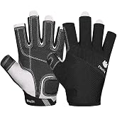 FitsT4 Sports Kayaking Gloves 3/4 or Full Finger Padded Palm Fingerless Gloves for Men Women Youth Perfect for Sailing Paddling Canoeing Boating Workout Rowing SUP and Other Water Sports