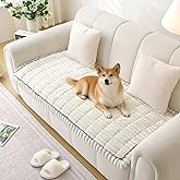 Baoszty Pet Couch Covers for Sofa Washable Non Slip Dog Couch Cover Protector Pet Friendly Mat for 3 Cushion Sofa (Off White, 27.6" x 59.06")