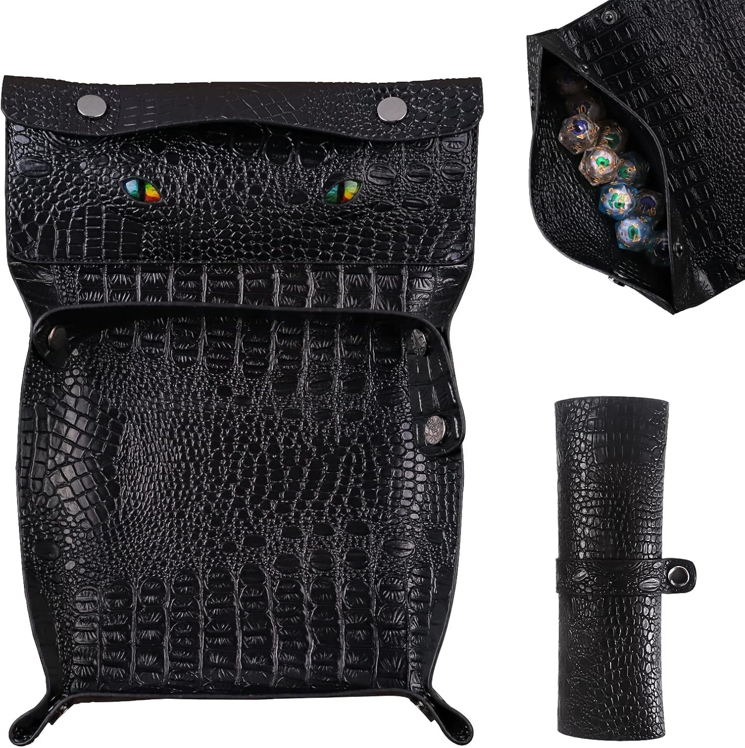 DND Dice Tray with Dice Bag, 2 in 1 Dice Tray Bag, PU Leather DND Dice box, Dice Roll Tray, DND Dice accessories and Storage, DND Tray for DND, RPG