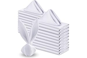 VACVELT 50 Pack White Satin Napkins 17x17 Inch Wedding Napkins Bulk, Decorative Elegant Dinner Napkins Square Table Napkins Decor, Silky Satin Cloth Napkins for Restaurant Banquet Graduation Party
