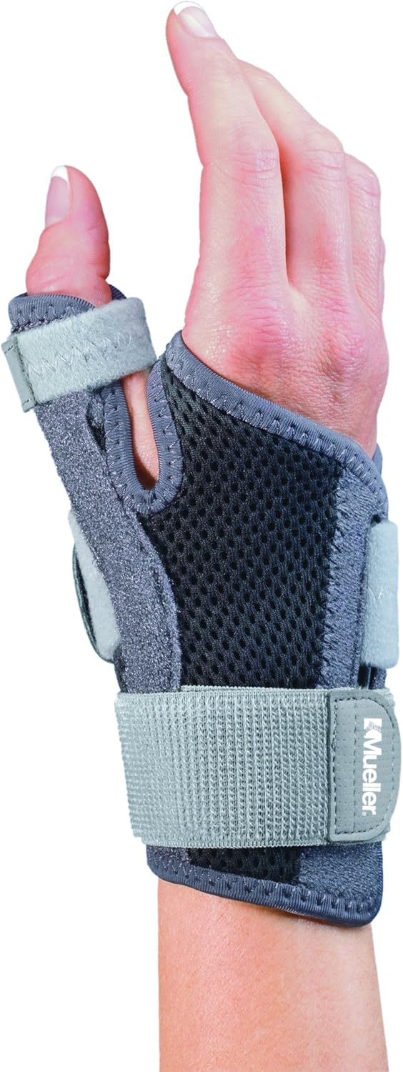 Mueller Sports Medicine Adjust-to-Fit Thumb Stabilizer, Gray, One Size Fits Most: Health & Personal Care