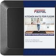 FEATOL Kitchen Mats Cushioned Anti Fatigue – 9/10 Extra Thick Standing Desk Mat Memory Foam, Ergonomic Floor Padded Comfort at Home, Kitchen, Office, Garage – NOT PVC (17" x 24", Black)