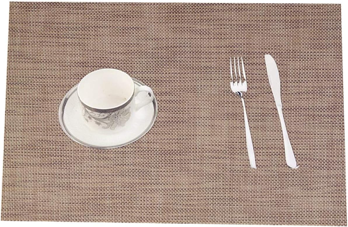 WANGCHAO Placemats Set of 8 Heat Insulation Stain Resistant Placemat for Dining Table Durable Crossweave Woven Vinyl Kitchen Table Mats Placemat (Linen, Set of 8): Home & Kitchen
