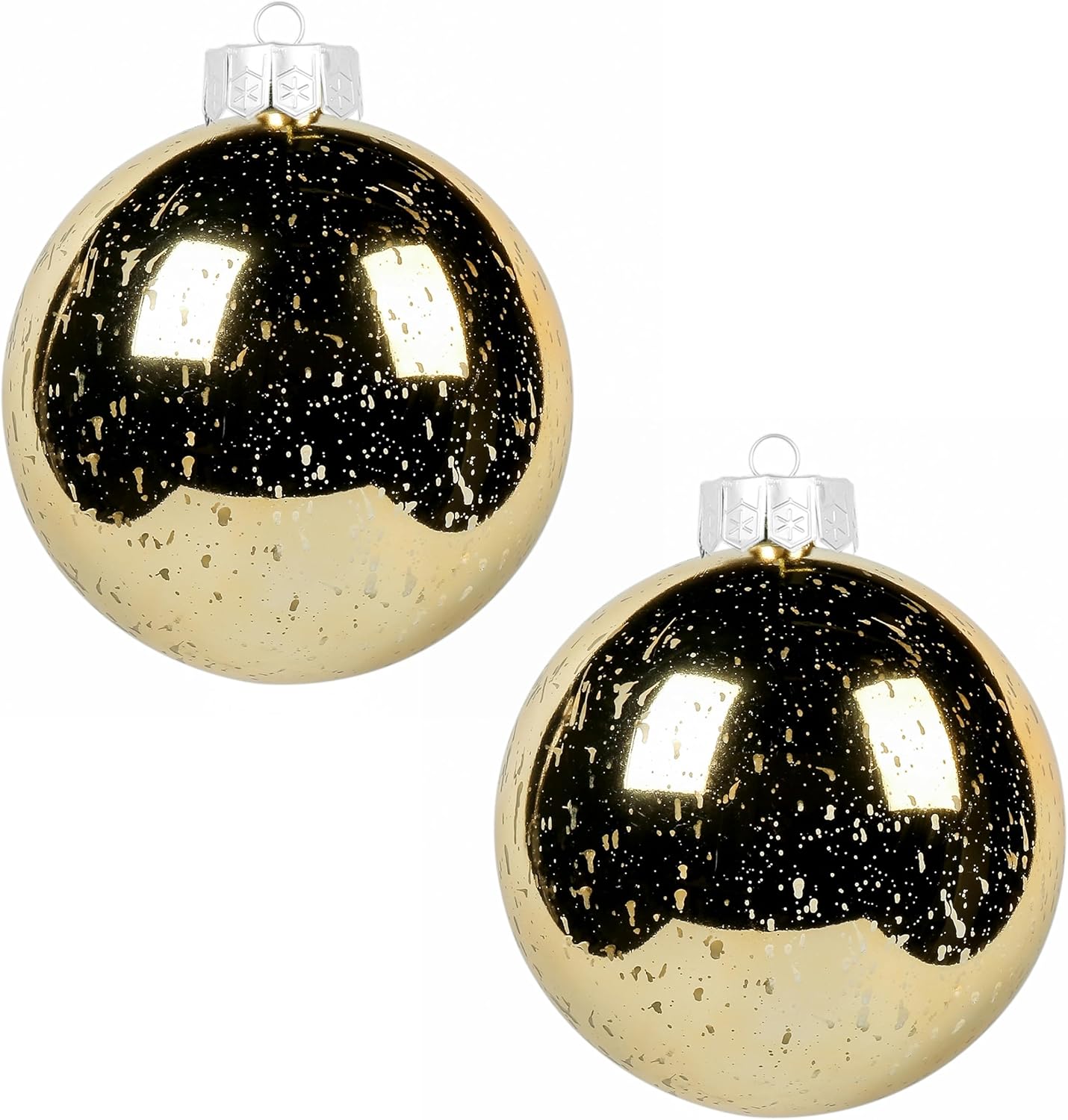 Ornaments - Sunshine 2 Pcs 6” Large Shiny Christmas Ball Ornaments,Giant Hanging Christmas Tree Ornament Decorations for Holiday, Extra Large Shatterproof Retro Mercury Balls Set(6inch, Gold)