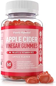 Premium Apple Cider Vinegar Gummies - Supplement for Detox, Cleanse, Weight Loss & Immune Support - ACV Gummy Vitamins with Vitamin B12, Folate, Beet Juice, Pomegranate Juice - 60 Gluten-Free Gummies