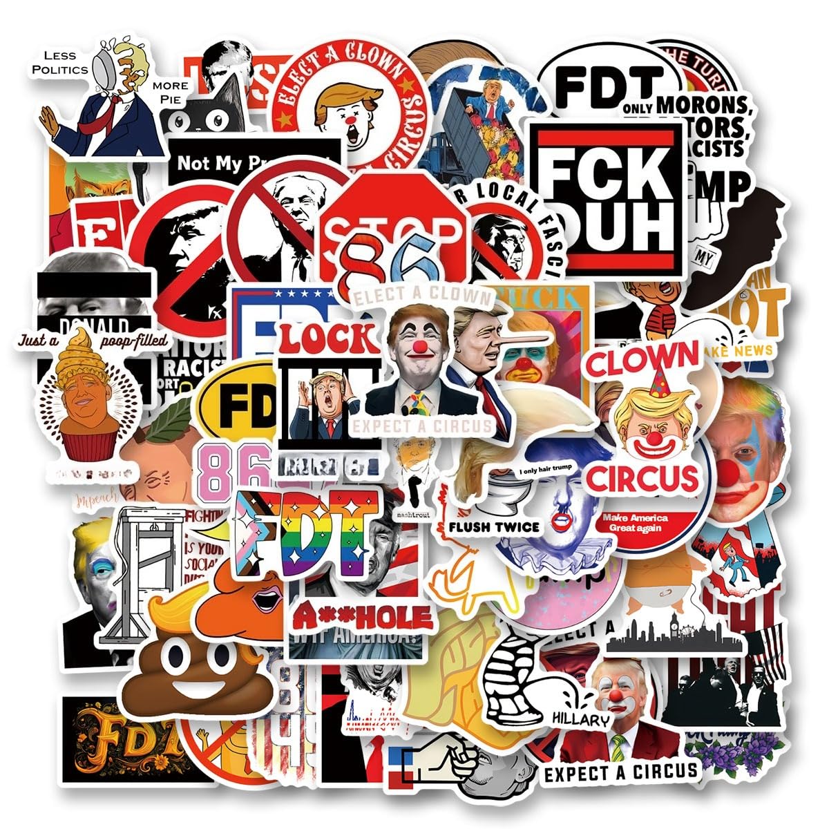 112Pcs - Anti Donald 2025 Funny American Not My President Against FDT Stickers for Water Bottle, Laptop, Phone, Scrapbook, Journal, Stickers