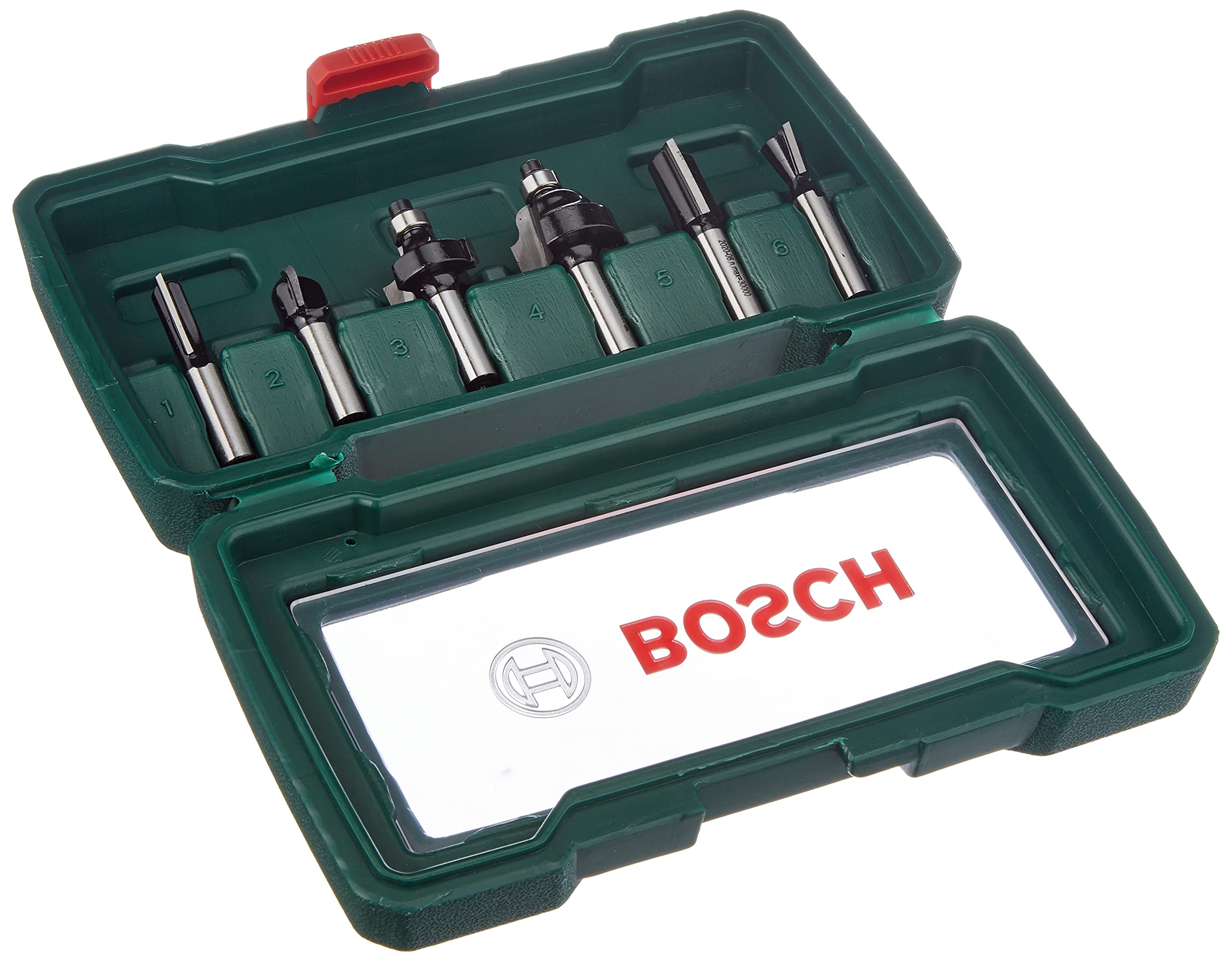 Bosch 6-Piece Tungsten Carbide Router Bit Set (for Wood, Shank Ø 8 mm, Accessory Routers)