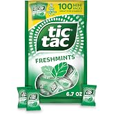 Tic Tac Freshmints Bulk Bag, 100 Mini Packs of 4 Breath Mints, 6.7 oz | Travel size breath mints for on the go fresh breath, Tic Tacs bulk mini are purse essentials and car essentials