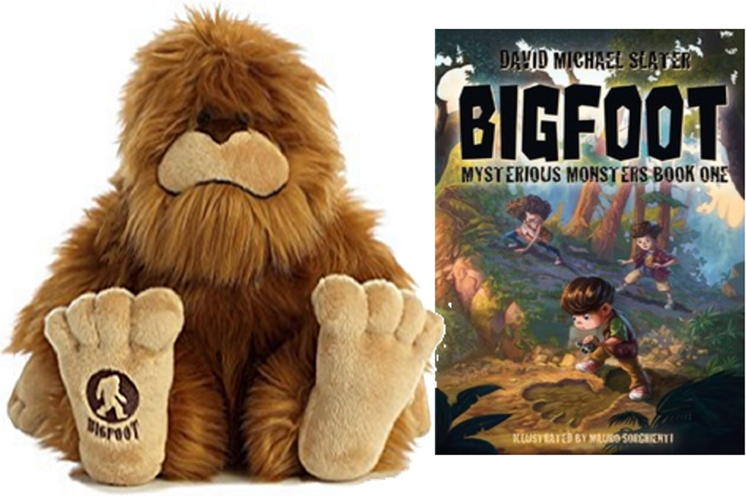 Hug the Belly Big Foot 12.5" Plush with Bigfoot Mysterious Monsters Book #01 Book Bundle Gift Set