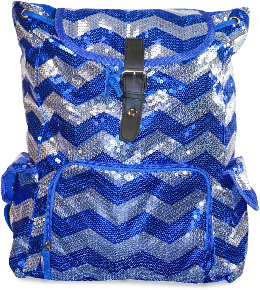 blue sequin backpack