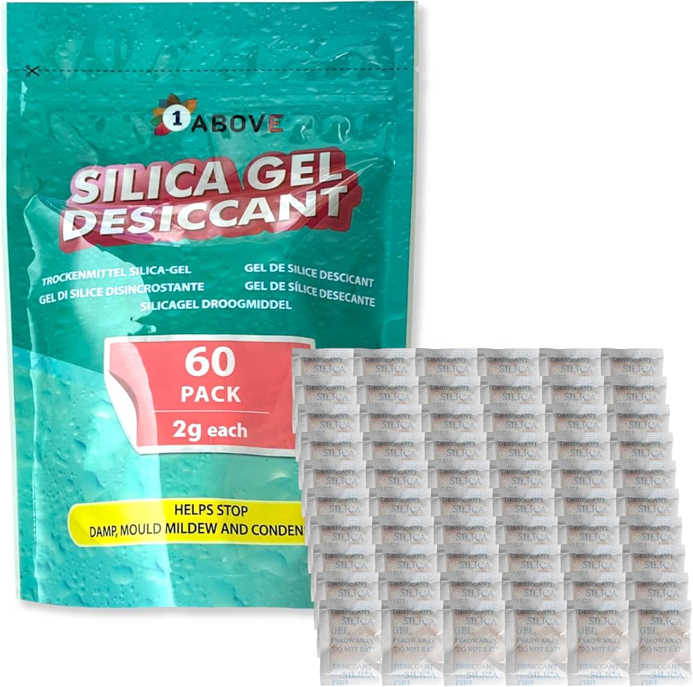 1ABOVE 2g Silica Gel Sachets 60 Desiccant Bags Moisture Absorber
