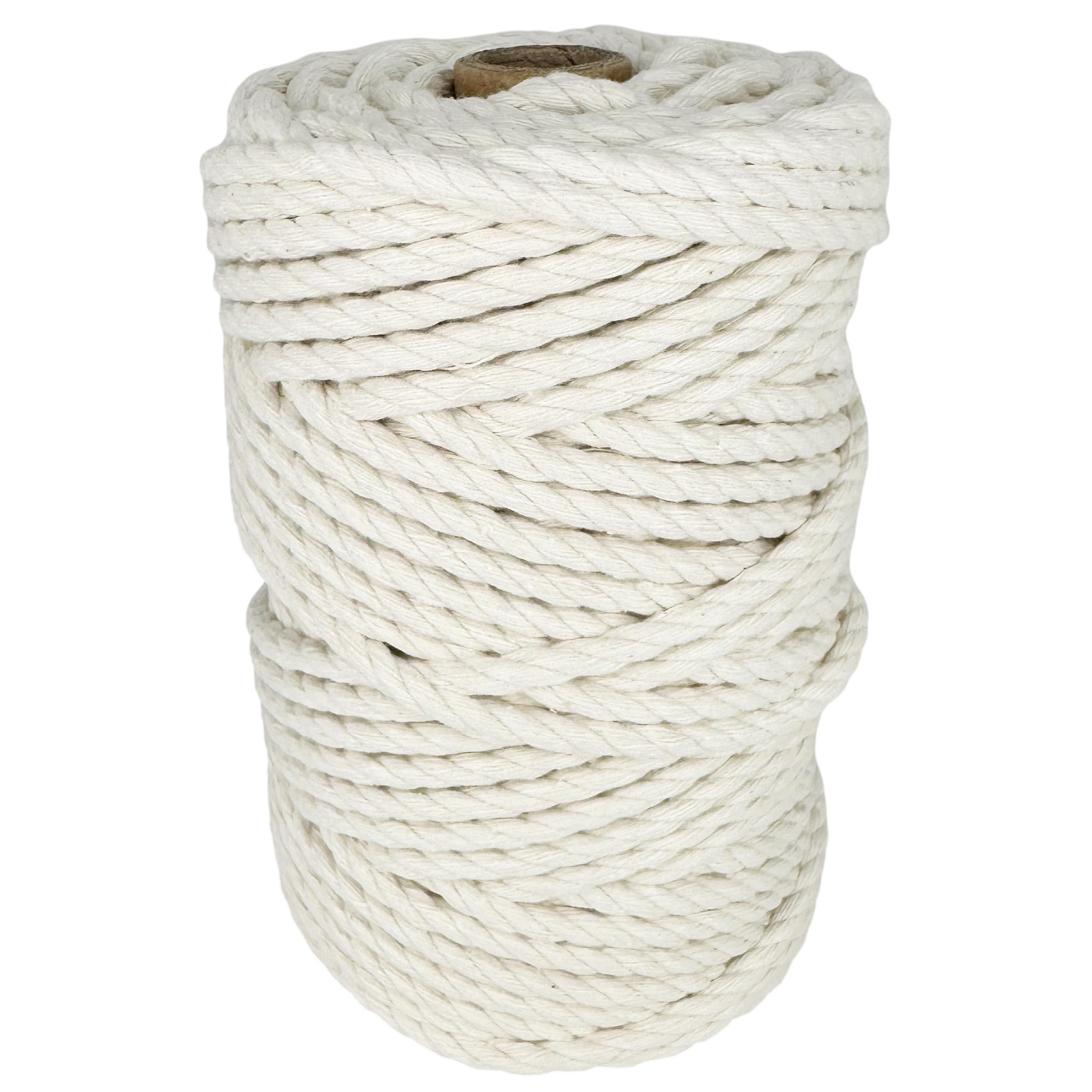 Macrame Cord. 100% Natural Cotton Rope for Crafts, Toys, Decorations, Packaging, Gardening. 6MM * 45M. Natural