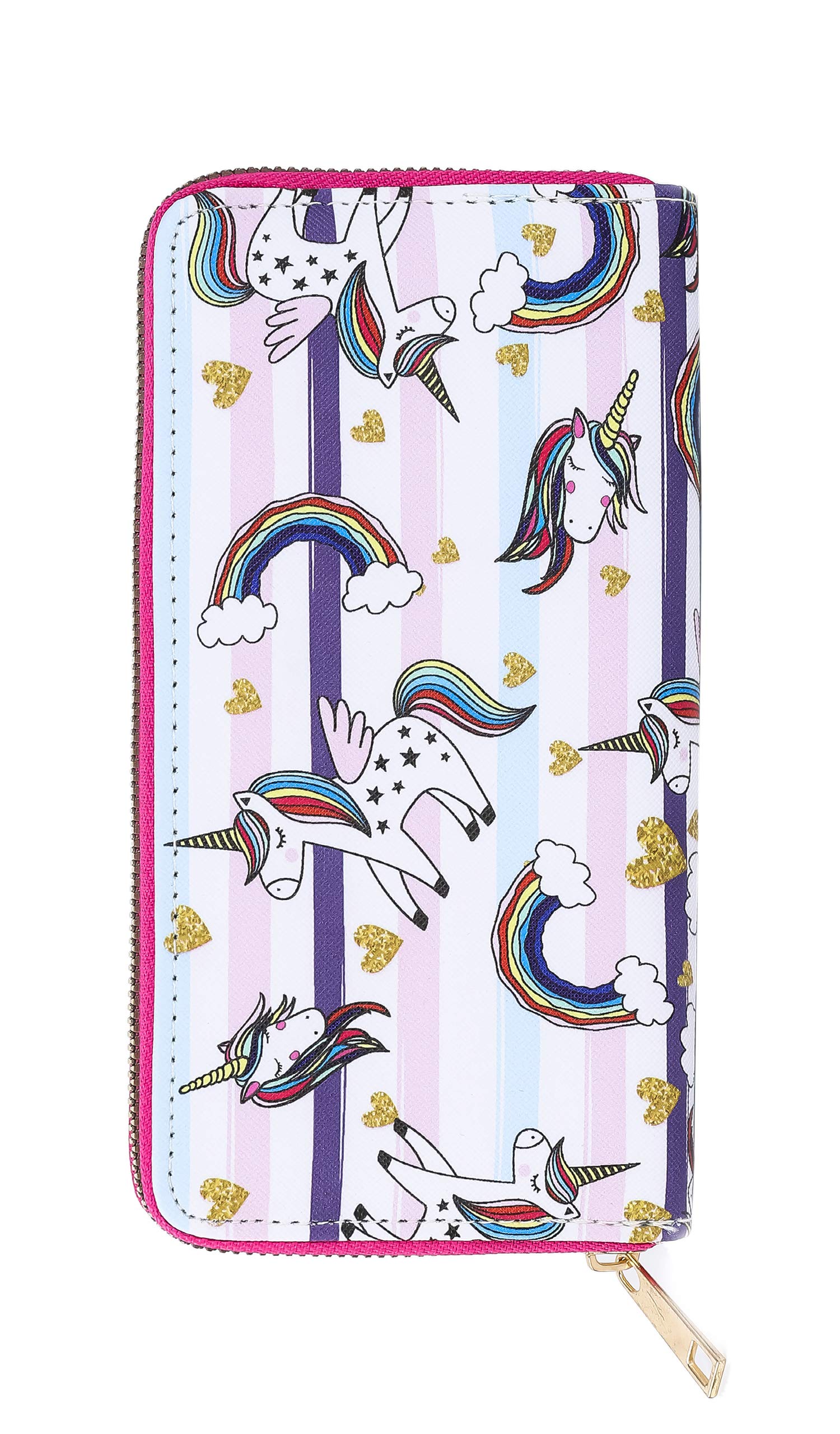 Rave Envy Unicorns Rainbows Fashionable Womens Wallet - Unicorns & Rainbows Multi-Pocket Designer Wallet with Unicorn & Rainbow - Long Hand Purse for Kids & Teen Girls