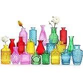 Color Bud Vases in Bulk -Glass Colorful Bud Vase Set Small Flower Glass for Centerpieces,Mini Vintage Style for Rustic Wedding Decorations, Holiday Party Table Flower Decor (20 Colors)