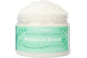 Scrubadub 18oz Natural Sea Salt Body Scrub Peppermint Tea Tree | Exfoliating Body Scrub Made in USA | Perfect Butt Legs Arms Hand Body Exfoliator Scrub | Vegan Cruelty Free & Natural Skincare