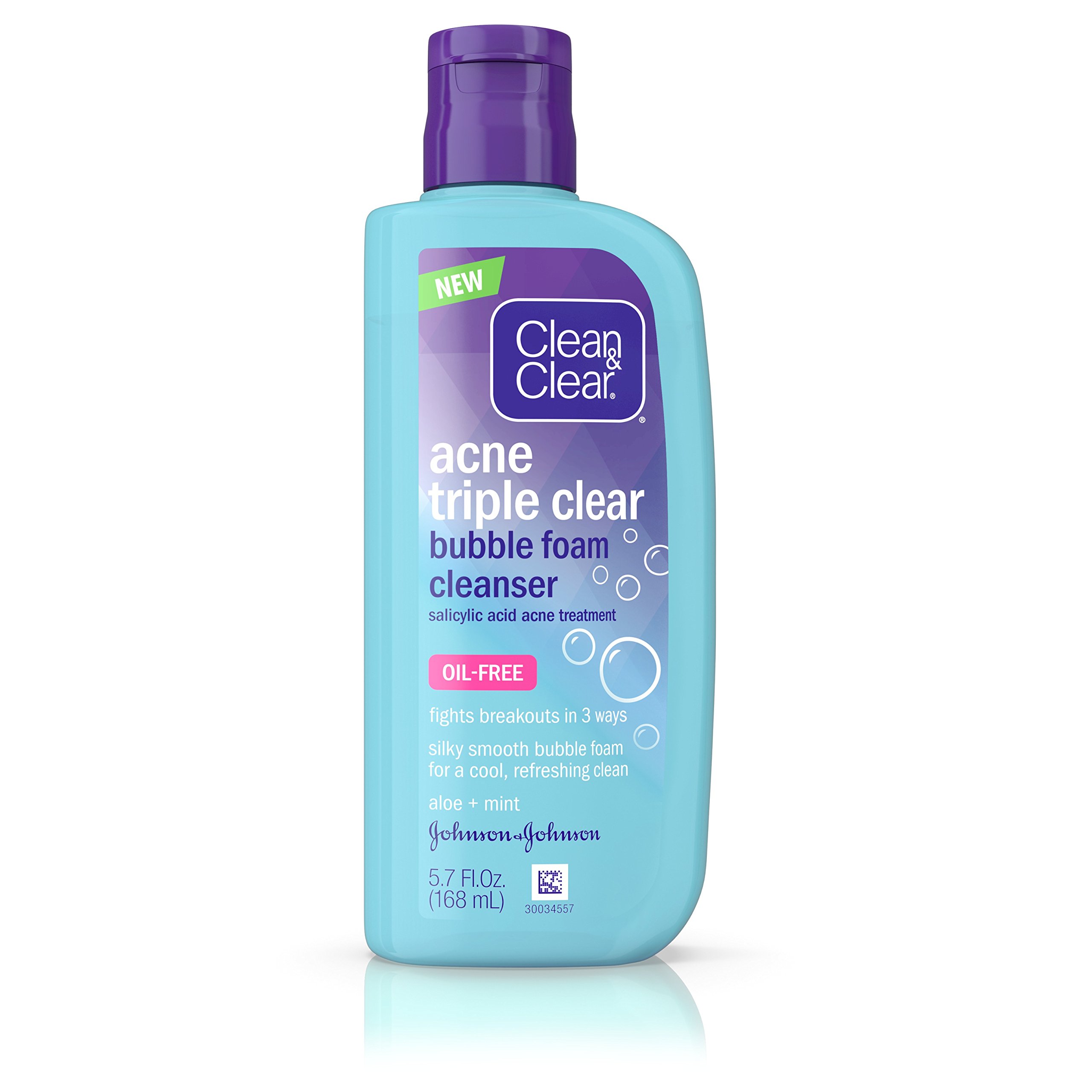 Clean & Clear Acne Triple Clear Bubble Foam Facial Cleanser with