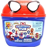 Tara Toys Spidey 5 in 1 Creativity Tub | Includes plaster figure, canvas, easel, crayons, and paint. Features Spidey head storage case for ages 3 and up