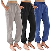 DITOK 3 Pack Sweatpants for Women Fleece Lined High Waisted Joggers with Pockets Baggy Comfy Lounge Pants