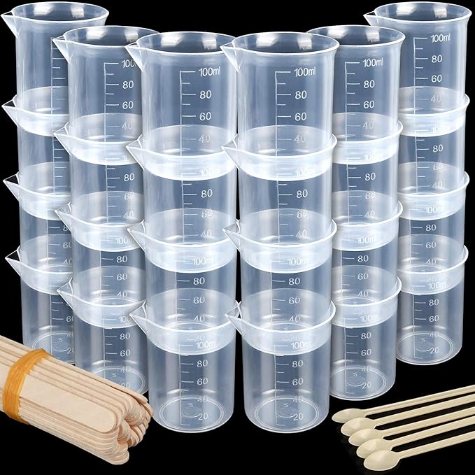 24 PCS 100ml Resin Measuring Cups for Resin Molds, LEOBRO