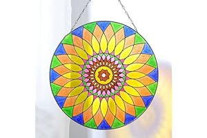 LEGIFO Stained Glass Window Hanging, Mandala Baroque Sun Catchers Indoor Window Ornament, Suncatcher Panel Glass Art Wall Decor Gifts for Women Mother's Day Merry Christmas Gifts