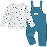 ZOEREA Toddler Baby Boys Clothes Outfit Long Sleeve T-Shirt and Romper Set Cute Jumpsuit Overalls Solid Color 6M-4T