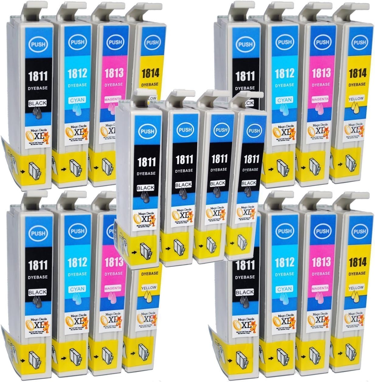 Odyssey Supplies® - compatible ink cartridges for Epson stylus photo printers xp30, xp-33, xp102, xp202, xp205, xp212, xp215, xp-225, xp312, xp315, xp412, xp415, xp305, xp-325, xp405, xp-30, xp-102, xp-202, xp-205, xp-212, xp-215, xp-312, xp-315, xp-322, xp-412, xp-415, xp-422, xp-305, xp-405, 8 x black, 4 x cyan, 4 x magenta, 4 x yellow