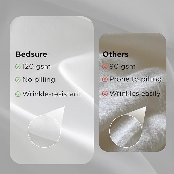 BEDSURE BED SHEETS WITH SIDE POCKET, KING SHEET SET UP TO 16″ DEEP POCKET, WRINKLE-RESISTANT, SOFT & BREATHABLE, 120GSM FINE BRUSHED POLYESTER SHEETS KING BED SHEETS, WHITE