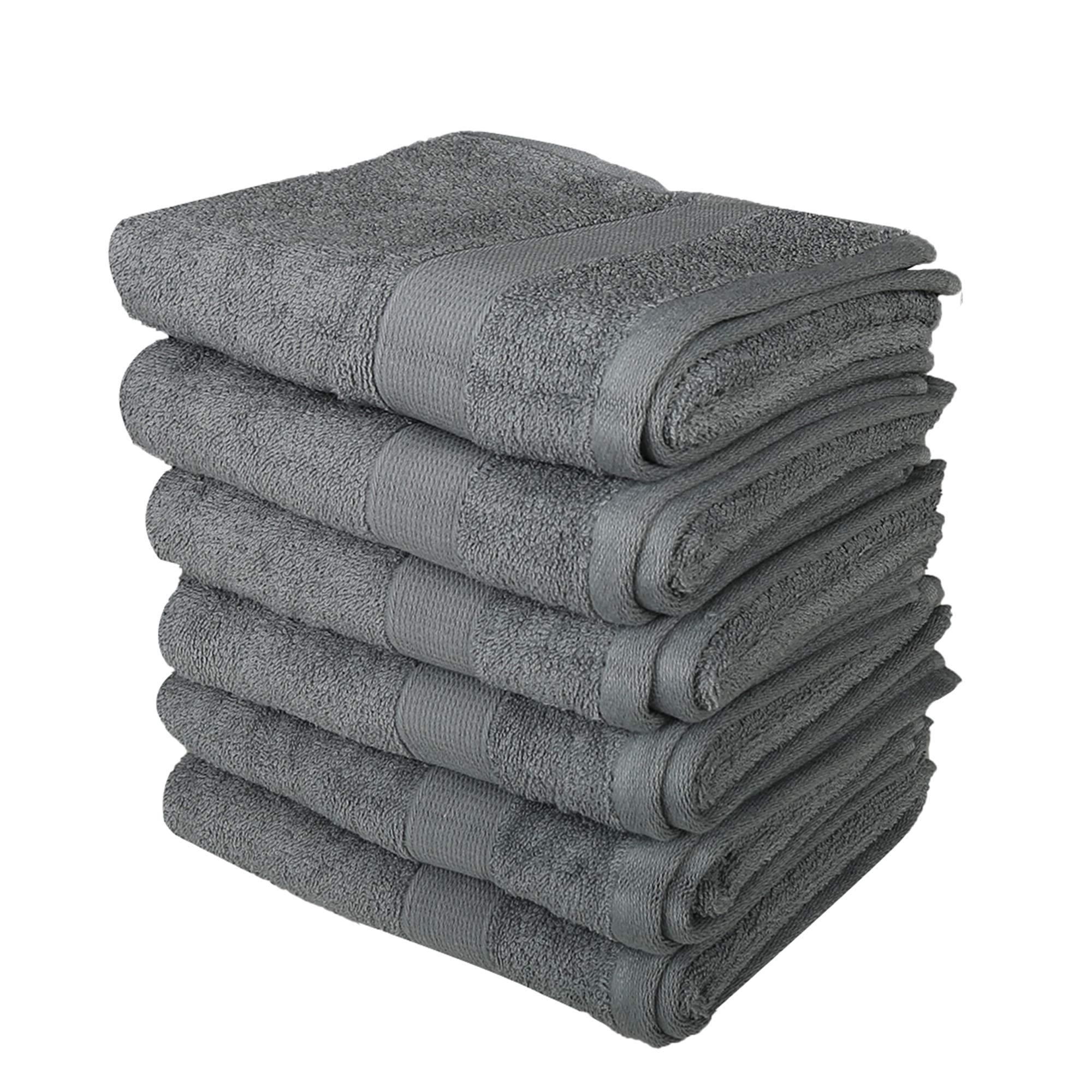 RAJRANG Set of 6 Grey Hand Towels for Bathroom Home Kitchen and Restaurant - 71 x 41 Cm Pure Cotton - Soft and Comfortable Against Your Skin