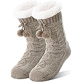 Welwoos Womens Slipper Fuzzy Grips Socks Fluffy Winter Warm Thick Thermal Cozy Plush Non Slip Cabin Soft Fleece Socks