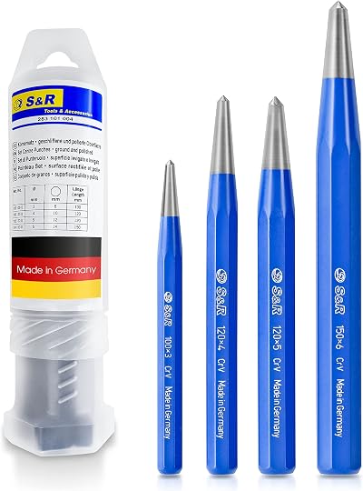 S&R Centre Punch Set 4-Piece 3 4 5 6 mm CRV German Made