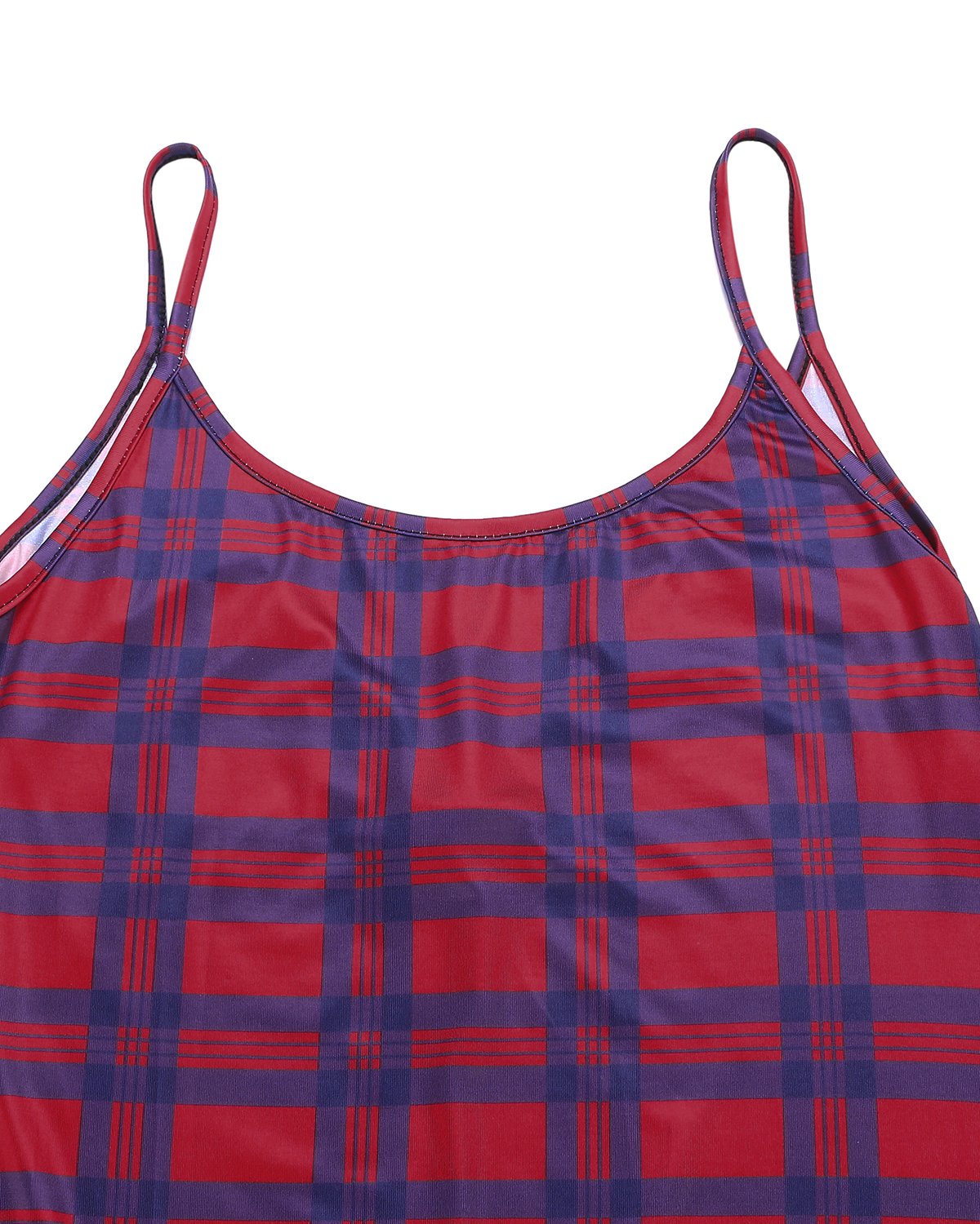 Auxo Women's Sleeveless Cover Up Casual Sun Dress Summer Beach Tank Cami Dress Red grid S