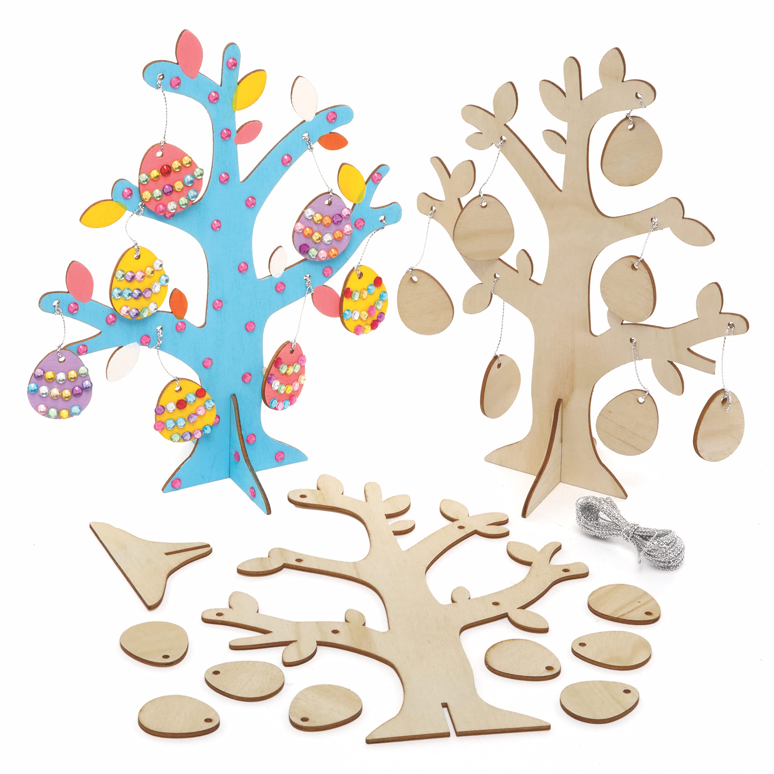 Baker Ross Easter Egg Tree Wooden Kits - Pack of 2, Easter Crafts, Craft for Kids (AX756)
