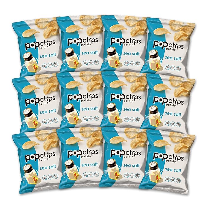 Popchips Potato Chips, Sea Salt, Gluten Free, Single Serve 0.8 oz Bags (Pack of 12) Popchips Potato Chips, Sea Salt, Gluten Free, Single Serve 0.8 oz Bags (Pack of 12)