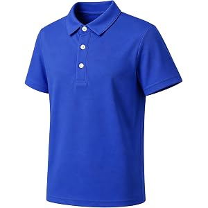 DRONIRING Boys' Performance Polo Shirts, Short Sleeve Golf Collared School Uniform Shirt for 2T-14 Years Toddler Kids Youth