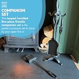 Thorness 5 Piece Black Metal Loop Handle Fireplace Companion Set 60cm view 2